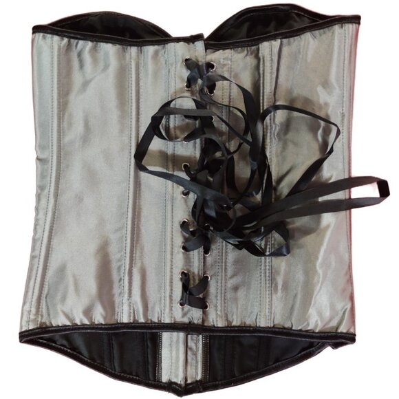 💜 NWT Silver Sparkle Overbust Corset and Thong Set - Picture 5 of 10